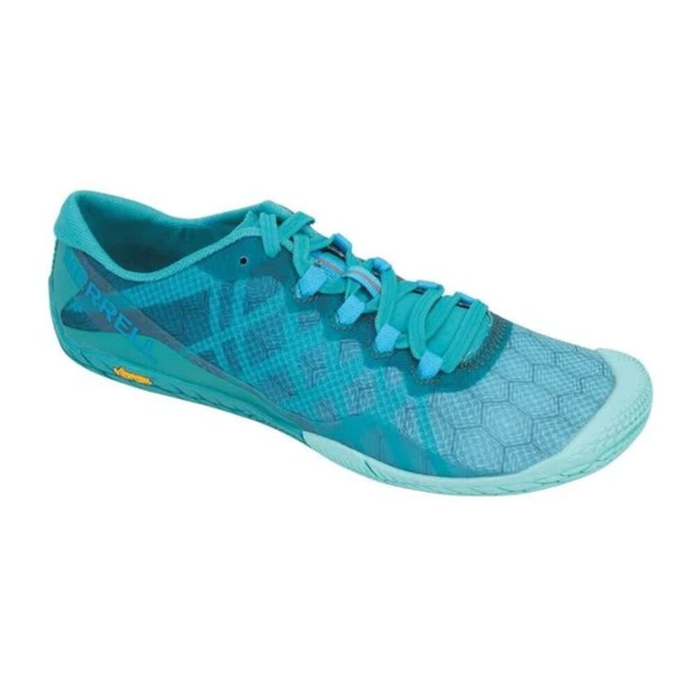 Merrell Vapor Glove 3 Trail Running Shoe Barefoot Lace Up Vibram Baltic Blue 9.5